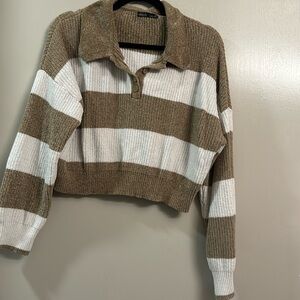 Stripped womens knit cropped sweater